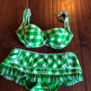 Betsy Johnson gingham patterned bathing a suit